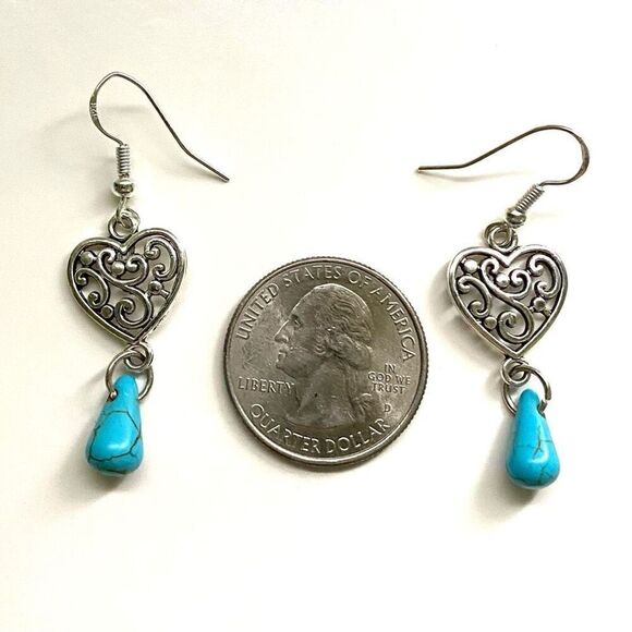 AUV Sterling 925 Silver & Turquoise Dangles - Picture 4 of 5